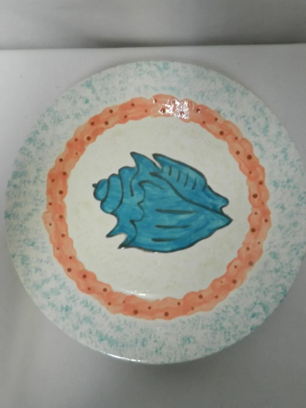 Artisan made Vintage Sea Shell & Starfish dinner decor plate set Nautical 10.3
